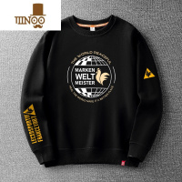 YANXU公鸡秋季卫衣男加绒加厚保暖宽松大码套头潮流圆领长袖衫上衣