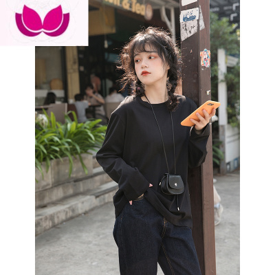 七斓白色长袖t恤女内搭打底衫圆领白t上衣宽松正肩2023年