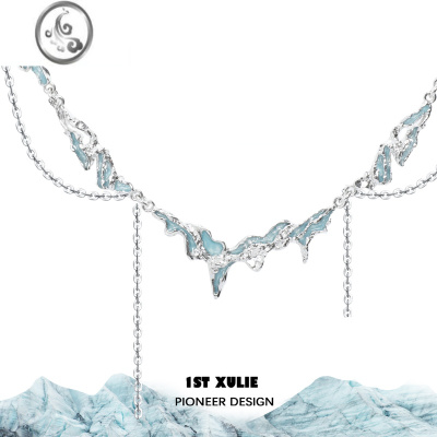 JiMi1STXULIE原创海域项链小众设计冷淡风高级轻奢链条流苏双层锁骨链