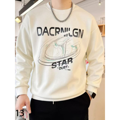 时尚潮流圆领套头卫衣秋冬新款宽松百搭长袖男装休闲印花字母上衣