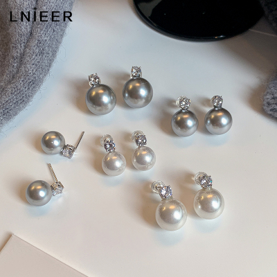 施家珍珠耳钉女真多麻灰色2025新款戴妃同款999纯银耳环耳饰送女朋友老婆情人节七夕生日礼物