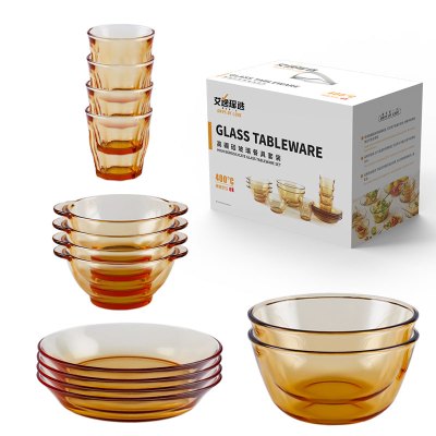 艾逸瑶选 铂萃系列高硼硅玻璃餐具14件套B CJ-21138