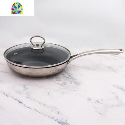 单18/10不锈钢20cm平底煎锅不粘锅涂层锅煎饼班戟甜品 FENGHOU 哑光把手