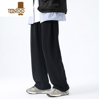 YANXU340G卫裤男士夏季美式百搭宽松直筒休闲裤日系舒适抽绳长裤子