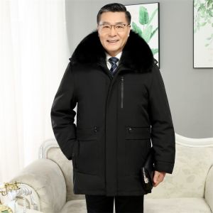 JPDUN吉普盾冬装可脱卸羽绒服男中长款爸爸装中老年外套