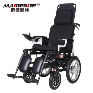 迈德斯特(MAIDESITE)电动轮椅806锂电20A高靠背可全躺 老年人残疾人折叠轻便代步车 手动电动切换助行车