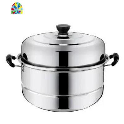不锈钢蒸锅一层四层 加厚蒸笼蒸格汤锅双层煤气电磁炉蒸锅具 FENGHOU 32cm一层加厚蒸锅