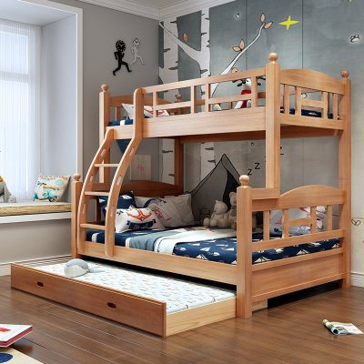 实木子母床二层上下铺双层床榉木高低床多功能组合学生成