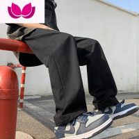 七斓日系垂感复古裤子男士潮牌ins休闲裤百搭宽松直筒运动长裤