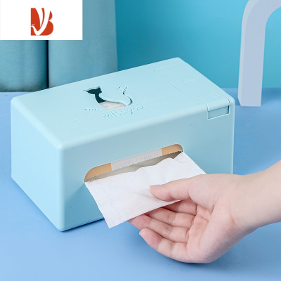 三维工匠纸巾盒客厅轻奢家用餐桌纸巾盒牙签一体抽纸盒餐厅高级感创意 侧面抽纸(蓝色)送牙签
