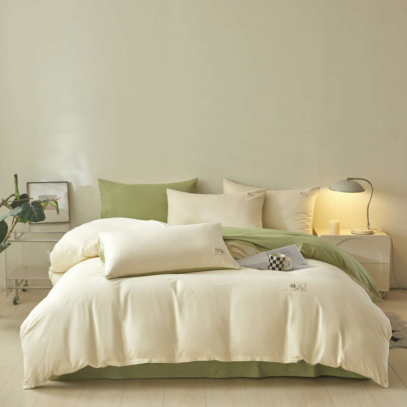 雅鹿全棉拼色简约四件套 纯棉透气被套床单