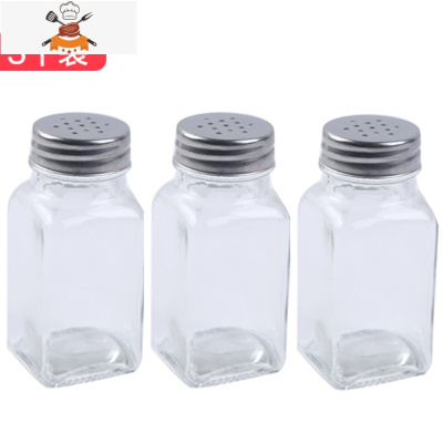 家用胡椒粉调味瓶收纳糖味精瓶子玻璃罐子调味盒厨房用品盐罐套装 敬平 3个装厨房收纳盒