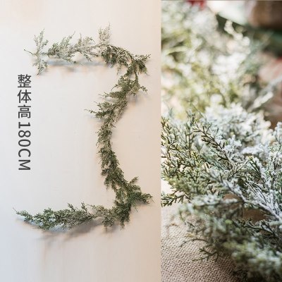 美帮汇圣诞花艺装饰雪松带 仿真花绿植松针桌面挂饰欧式 180cm雪柏带(特别版)