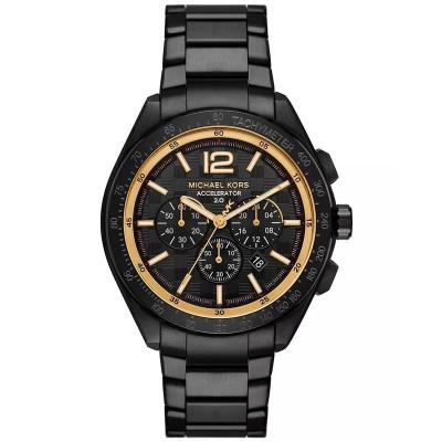 Michael Kors 男表 男士黑色不锈钢计时腕表 时尚运动奢华精致手表 送男友