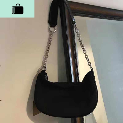 极简冷淡复古风2020初春新款新月百搭黑色链条腋下法棍单肩包包女NEW LAKE女士单肩包