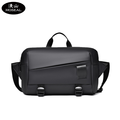 漫山 时尚休闲简约单肩斜挎包男士胸包大容量潮流百搭旅行包 MS-2198 (个) 黑色