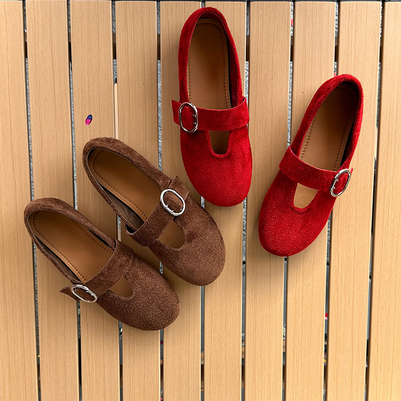 头层羊皮鞋垫玛丽珍鞋秋季新款休闲时装单鞋百搭浅口小众女鞋