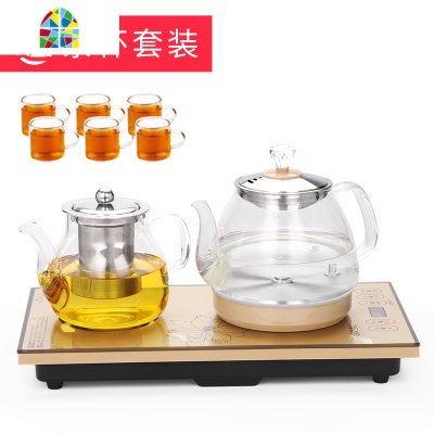 全自动底部上水电热烧水壶电磁炉家用一体抽水式泡茶具器专用茶台 FENGHOU 煮茶款[三合一]