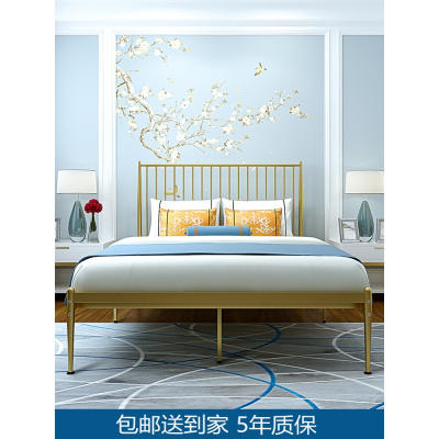 时尚网红金色铁艺床宜家铁架床1.2米单人床1.5米1.8米双人床铁床