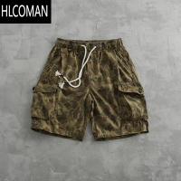 HLCOMAN复古德斑迷彩工装短裤男宽松直筒夏季新款多口袋五分裤休闲中裤潮