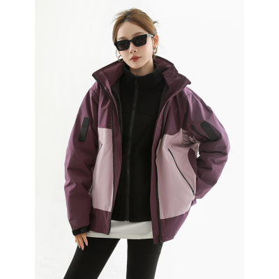 时尚撞色冲锋衣外套女春秋年新款秋冬季户外休闲防风夹克外套