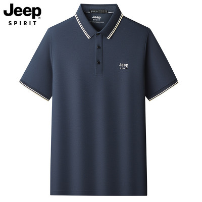 JEEP SPIRIT男士短袖T恤夏季宽松运动体恤翻领透气商务polo衫男潮