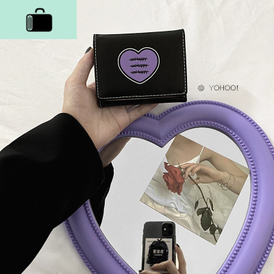 YOHOO!/原创 ins风樱桃小熊/爱心日韩卡通女短款零钱包三折PU卡包NEW LAKE
