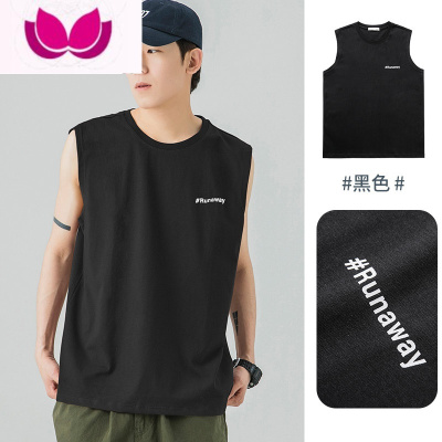 七斓WOODSOON无袖背心男士夏季薄款潮流ins字母印花宽松青年打底上衣