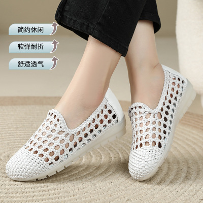 年夏季新款编织镂空女夏季透气复古法式小众设计四季软底凉鞋