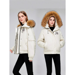 欧美新款防寒服宽松保暖棉袄棉衣女时尚大毛领夹克潮