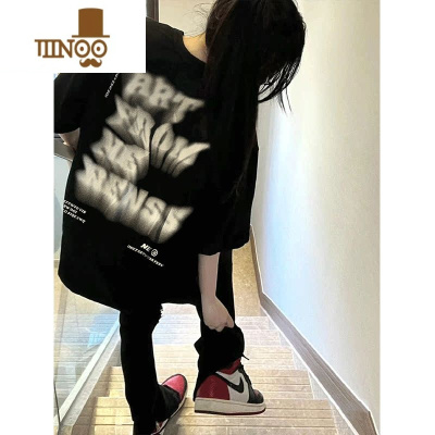 YANXU300克t恤潮牌欧美高街男生美式穿搭短袖oversize七分半袖