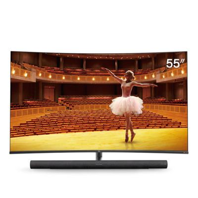 TCL 官方旗舰 55C7 (55英寸)吋 4K超高清全面屏哈曼卡顿 智能语音网络液晶曲屏电视机