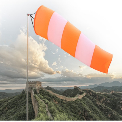 天臣玖号 户外化工企业风向测试气象袋风速袋立杆100+120cm 含风向袋反光大红色 -单位:套