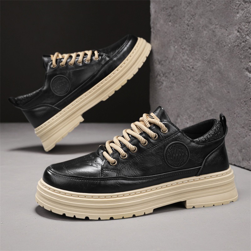 马丁鞋男士低帮英伦复古工装皮鞋日常休闲百搭秋冬季厚底增高男鞋