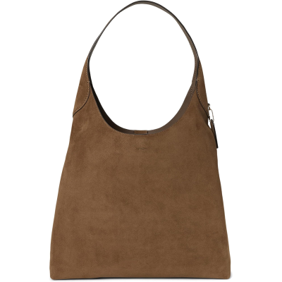 COACH蔻驰单肩包女优雅多功能便携棕色自然纹理磁扣闭合