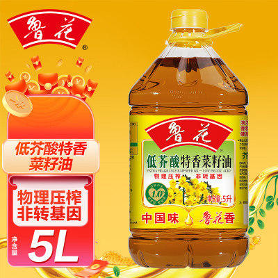 鲁花 食用油 低芥酸特香菜籽油 5L /桶 (新老包装随机发放)