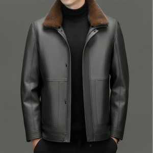 海宁皮草貂绒皮衣夹克中年男士爸爸装可脱卸黄金貂绒内胆大码外套翻领外套加绒加厚皮草反季特价