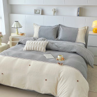 悠梦嘉居 豆蔻年华水晶绒四件套 超厚加绒冬日必备 被套+床单+枕套*2 豆蔻年华灰 YJ-15561