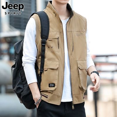 JEEP SPIRIT秋季新款男士潮流时尚马甲两面穿休闲运动纯棉马甲