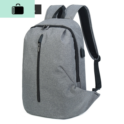 百搭双肩包男女背包学生书包电脑包大容量防泼水休闲包帆布包NEW LAKE 升级版灰色带USB接口
