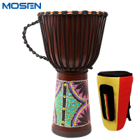 莫森(mosen)8英寸彩绘非洲鼓 成年老山羊皮进口印尼产桃花芯木儿童初学入门手鼓 免调音 咖啡点花