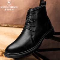 洛克华菲马丁靴男工装靴男士真皮黑色加绒冬季男鞋高帮英伦风雪地靴