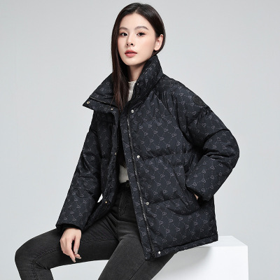 棉衣女短款2024冬季新款韩版显瘦加厚印花立领百搭棉祅棉服女外套