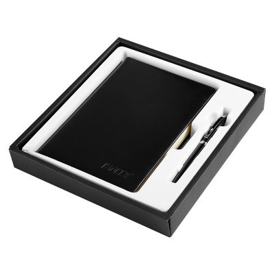 宝克(BAOKE)NB2425 笔记本礼盒套装(A5时尚皮面本+0.5mm黑色碳素品质宝珠笔)办公用品 1套