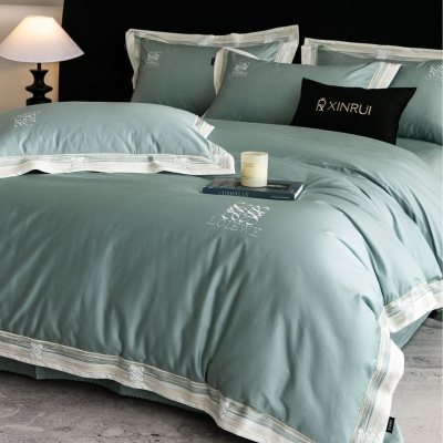 轻奢高级感刺绣100支长绒棉四件套加厚纯棉床上用品四季