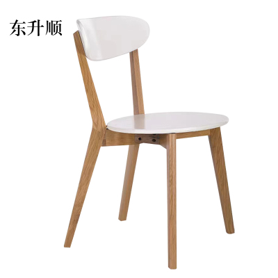 东升顺餐椅简约现代休闲书桌椅餐桌凳子橡木靠背椅原木色骨架/白色圆形座面