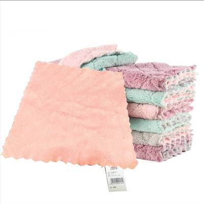绮罗香 双面双色珊瑚绒吸水抹布 平方克重400g 300*300mm/条