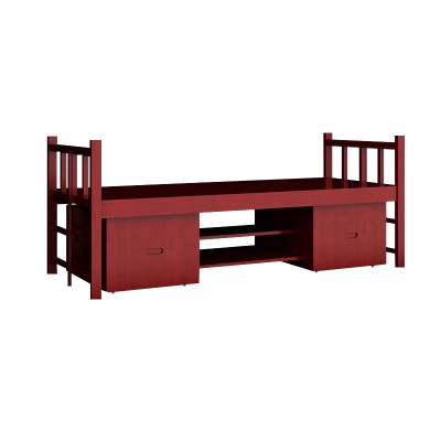 汉诺鑫威上下铺双层床实木营具宿舍单人床实木单层床[带床下柜]