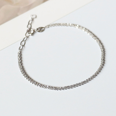 极简冷淡风韩版S925纯银手链气质小众满天星女手饰个性百搭银链饰送女朋友老婆情人节七夕生日礼物