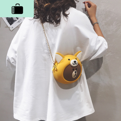 火爆硅胶包包女2020夏季新款可爱卡通熊头小圆包少女感斜挎单肩包NEW LAKE女斜挎包